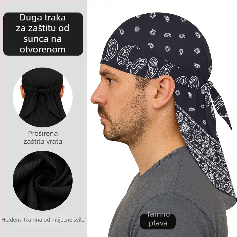Vanjska brzo-sušna turbanska kapa za biciklizam s trakom, kompatibilna s kacigom, poliester, otisak kešu cvjetova, unisex