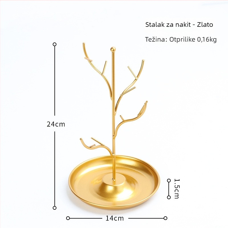Držač za nakit s skandinavskim geometrijskim motivom jelena, petoslojni dizajn od željeznog umjetničkog materijala, stolni skladišni stalak, otporan na prašinu