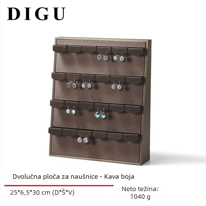 Digu vertikalni stalak za nakit, PU koža, jednovrstni dizajn, luksuzni stil — za prstenje, narukvice i naušnice