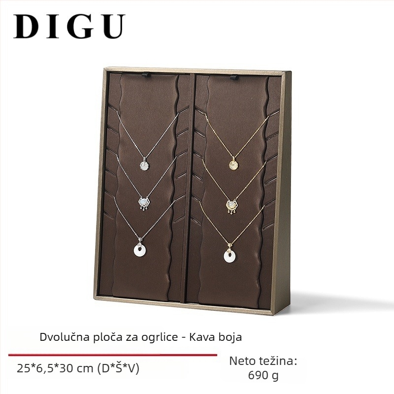 Digu vertikalni stalak za nakit, PU koža, jednovrstni dizajn, luksuzni stil — za prstenje, narukvice i naušnice