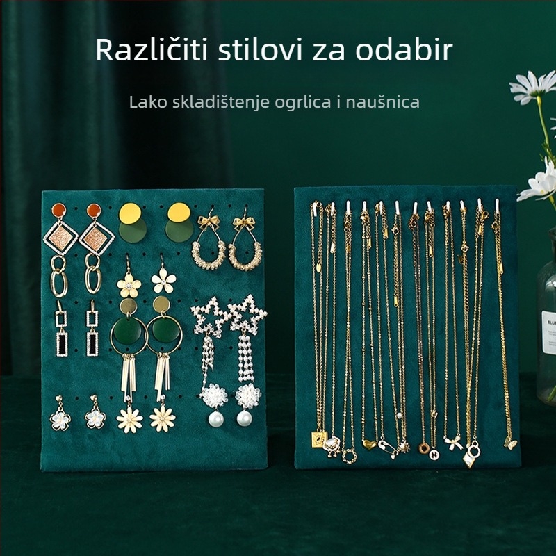 Držač za naušnice - stolni stalak za nakit od flanel materijala, višenamjenski i prijenosni, 1-sloj skladištenja