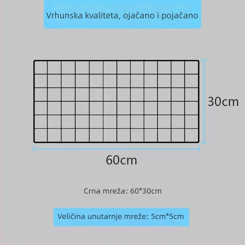 Zidni izložbeni stalak s metalnom mrežom – skandinavski stil, željezna umjetnička obrada, dvostruki sloj