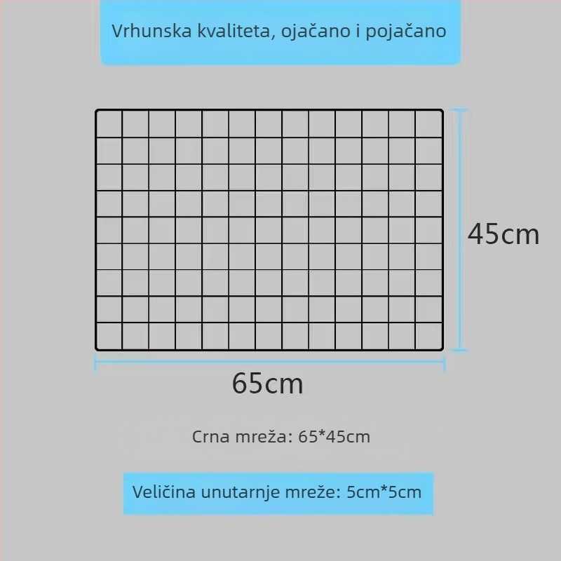 Zidni izložbeni stalak s metalnom mrežom – skandinavski stil, željezna umjetnička obrada, dvostruki sloj