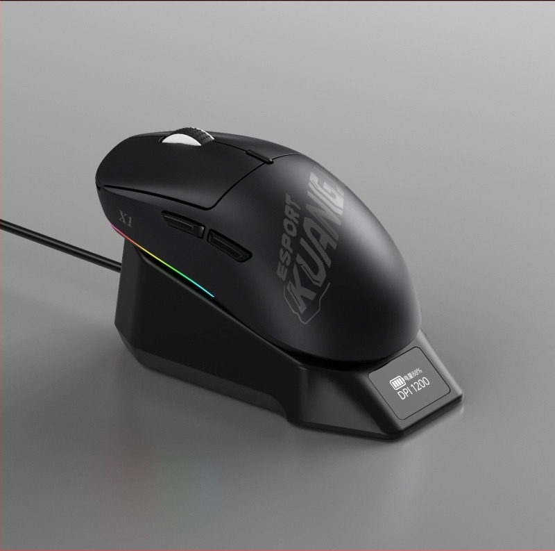 Gaming miš s bežičnim dock-om za punjenje i RGB makro programiranjem, model X1 Predator, 1200 dpi, 6 razina DPI, 5 tipki, domet 1,8 m