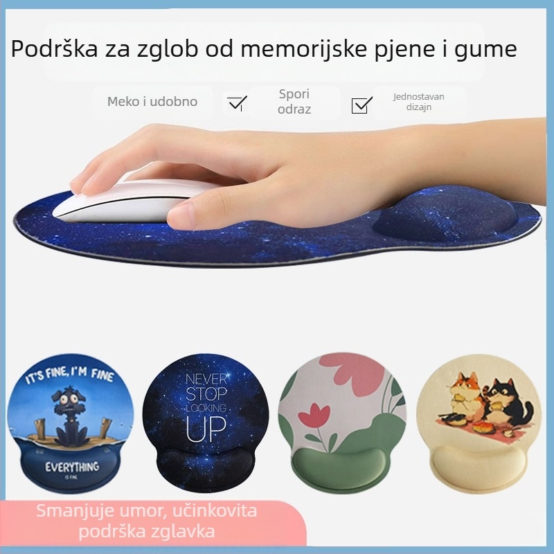 Gumena podložnica za zglob za uredsku tipkovnicu – crtić stil, jednostrana, ručno izrađena, prilagodljiva