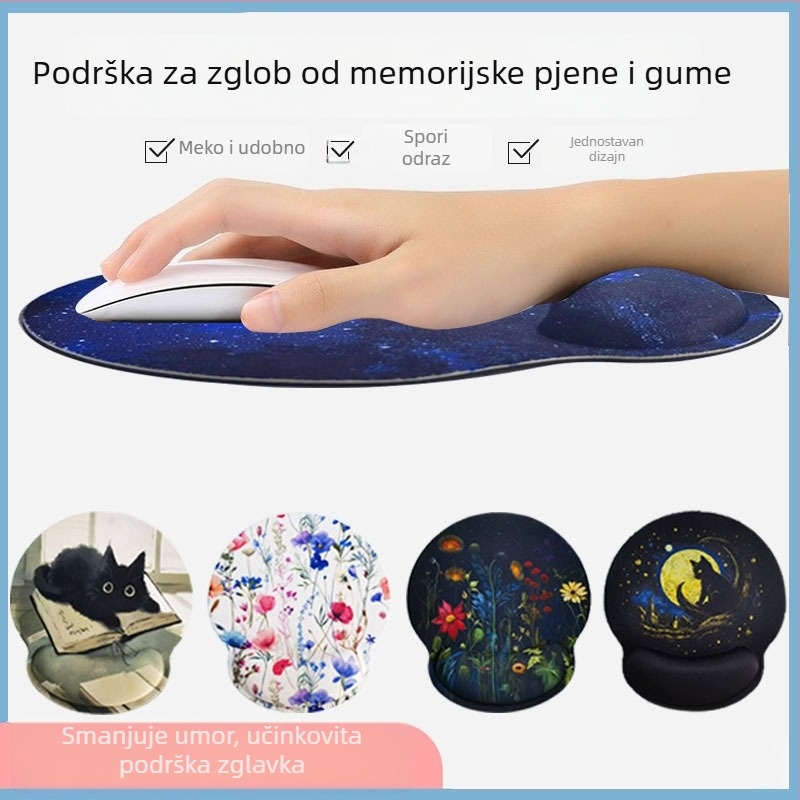 Gumena podložnica za zglob za uredsku tipkovnicu – crtić stil, jednostrana, ručno izrađena, prilagodljiva