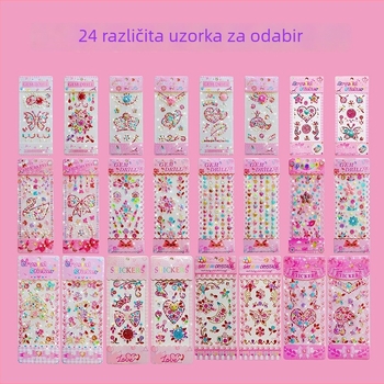 Dječji DIY set naljepnica: 24 kom akrilnih 3D kristalnih naljepnica za djecu, ručna izrada