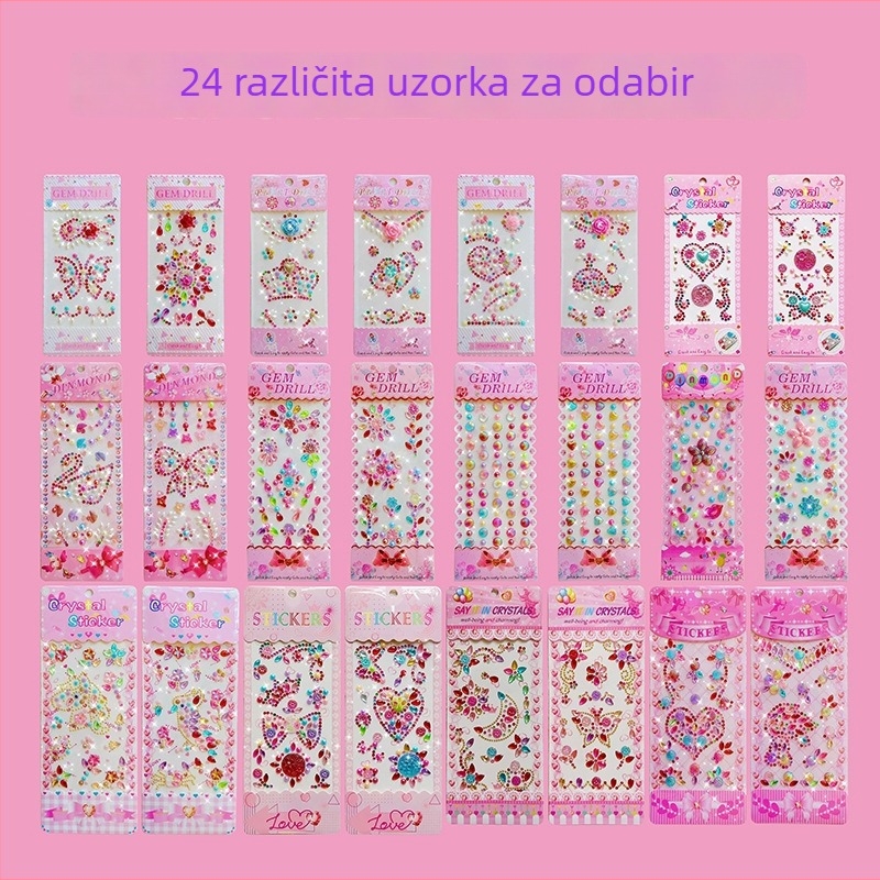 Dječji DIY set naljepnica: 24 kom akrilnih 3D kristalnih naljepnica za djecu, ručna izrada