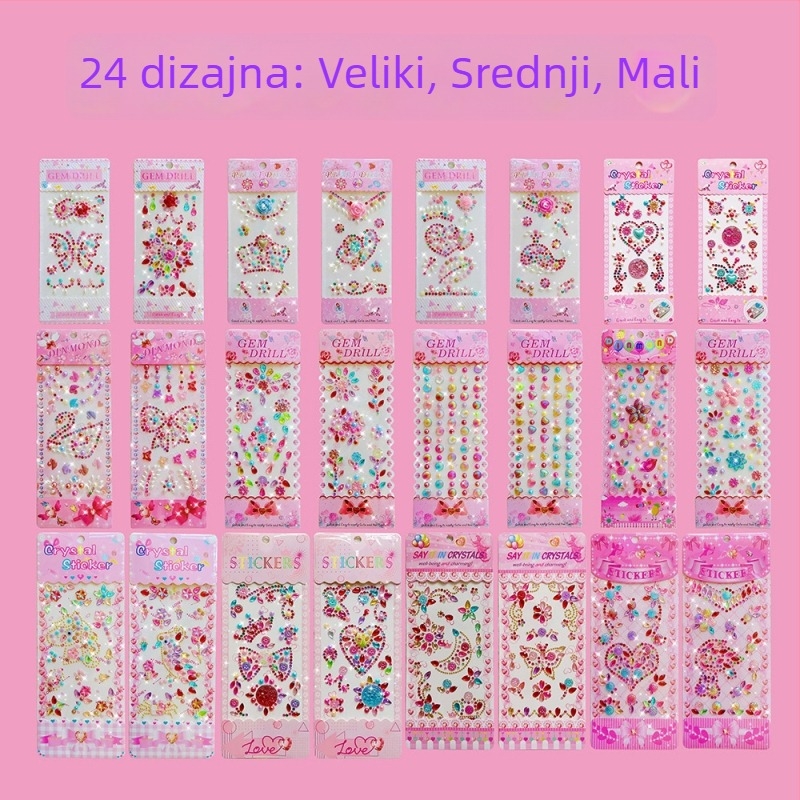 Dječji DIY set naljepnica: 24 kom akrilnih 3D kristalnih naljepnica za djecu, ručna izrada