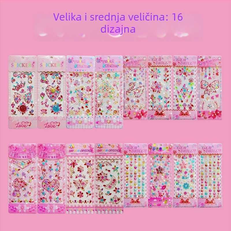 Dječji DIY set naljepnica: 24 kom akrilnih 3D kristalnih naljepnica za djecu, ručna izrada