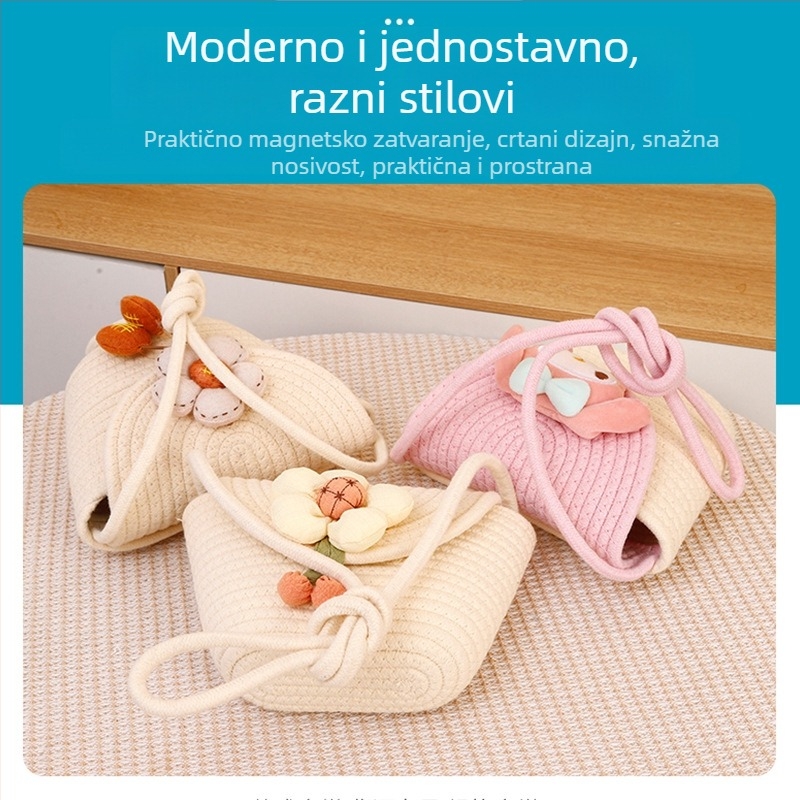 Nova ženska slamnata torba tip vedro, ručno pletena, s prorezanim dizajnom, preko ramena, ljetni stil