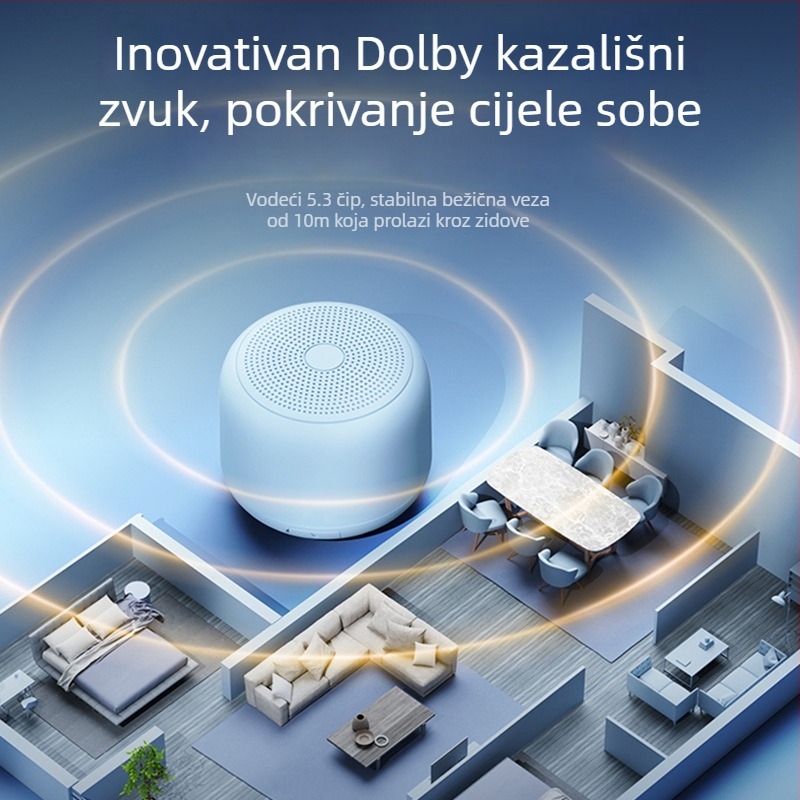Prijenosni bežični Bluetooth zvučnik s dva zvučnika, IPX7 vodootporan, Bluetooth 5.3, 3W, ugrađena baterija 1000–1200mAh (raspon 10 m)