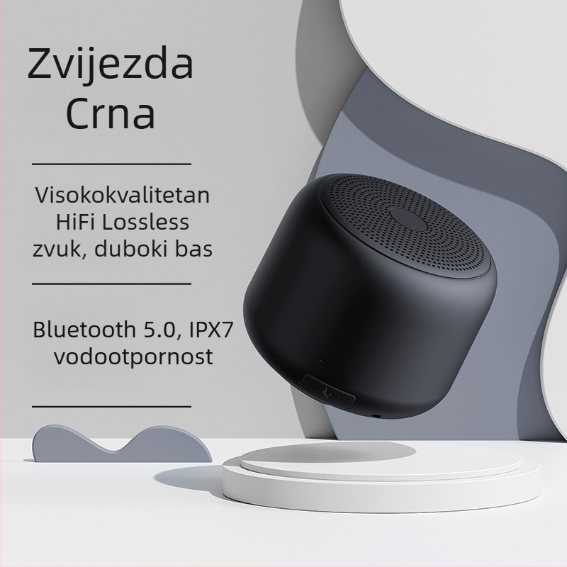 Prijenosni bežični Bluetooth zvučnik s dva zvučnika, IPX7 vodootporan, Bluetooth 5.3, 3W, ugrađena baterija 1000–1200mAh (raspon 10 m)