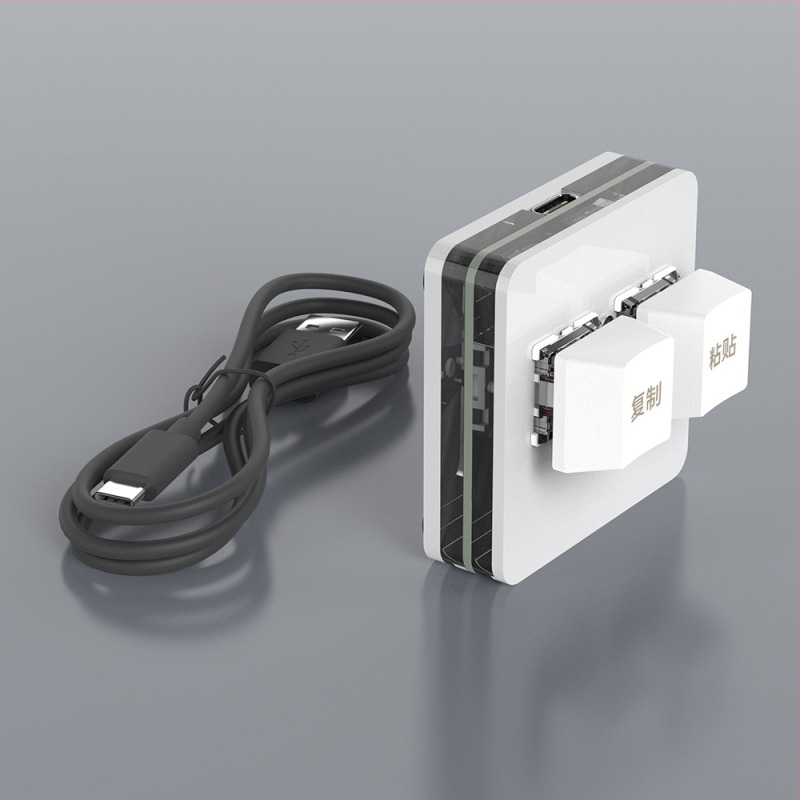 Prilagođeni mini keypad s dva tipke, mehanički tipke s crvenim osovinama, USB-žičani, 1 m kabel, ABS kućište, jednobojno pozadinsko osvjetljenje