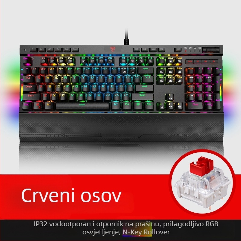 ET I119 gaming tipkovnica, 104 tipki, žična, mehanički prekidači, metalno kućište, vodootporna