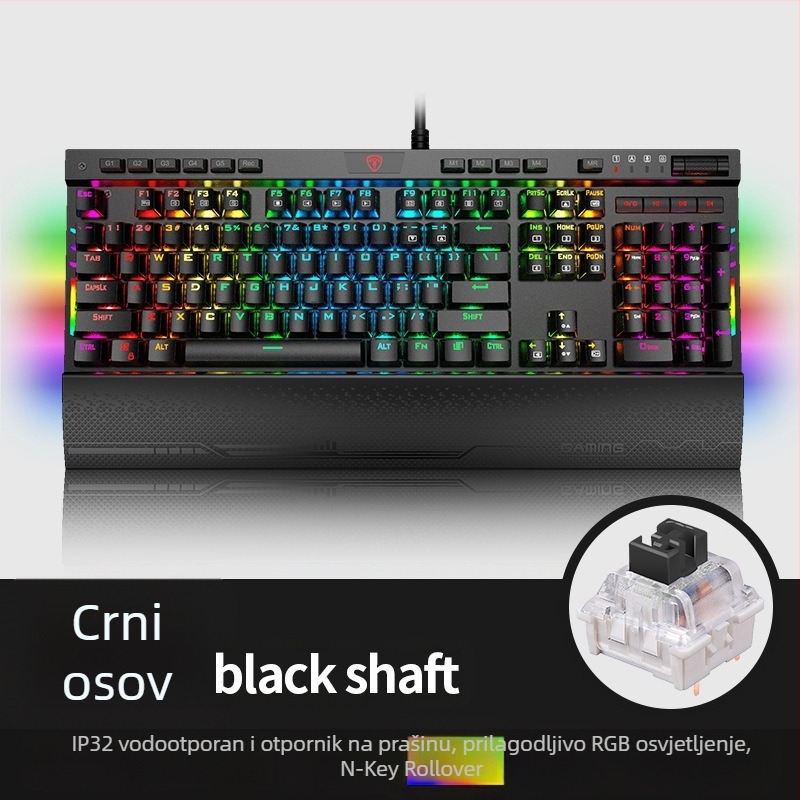 ET I119 gaming tipkovnica, 104 tipki, žična, mehanički prekidači, metalno kućište, vodootporna