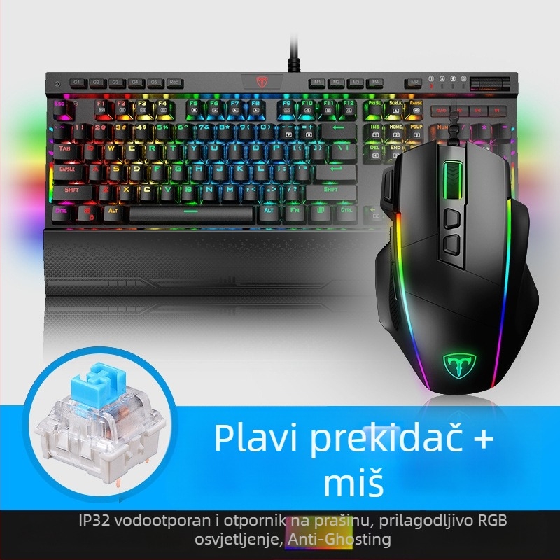 ET I119 gaming tipkovnica, 104 tipki, žična, mehanički prekidači, metalno kućište, vodootporna