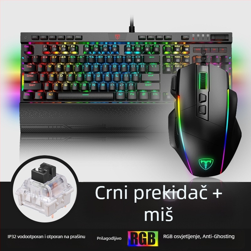 ET I119 gaming tipkovnica, 104 tipki, žična, mehanički prekidači, metalno kućište, vodootporna