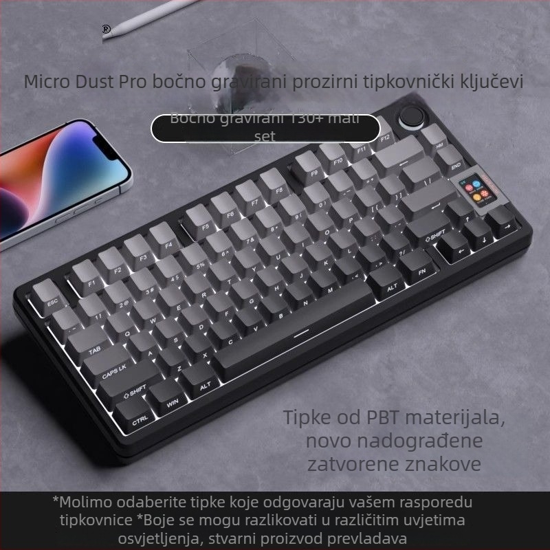 PBT prozirni bočno gravirani keycap za mehaničku tipkovnicu – visoko prilagođen