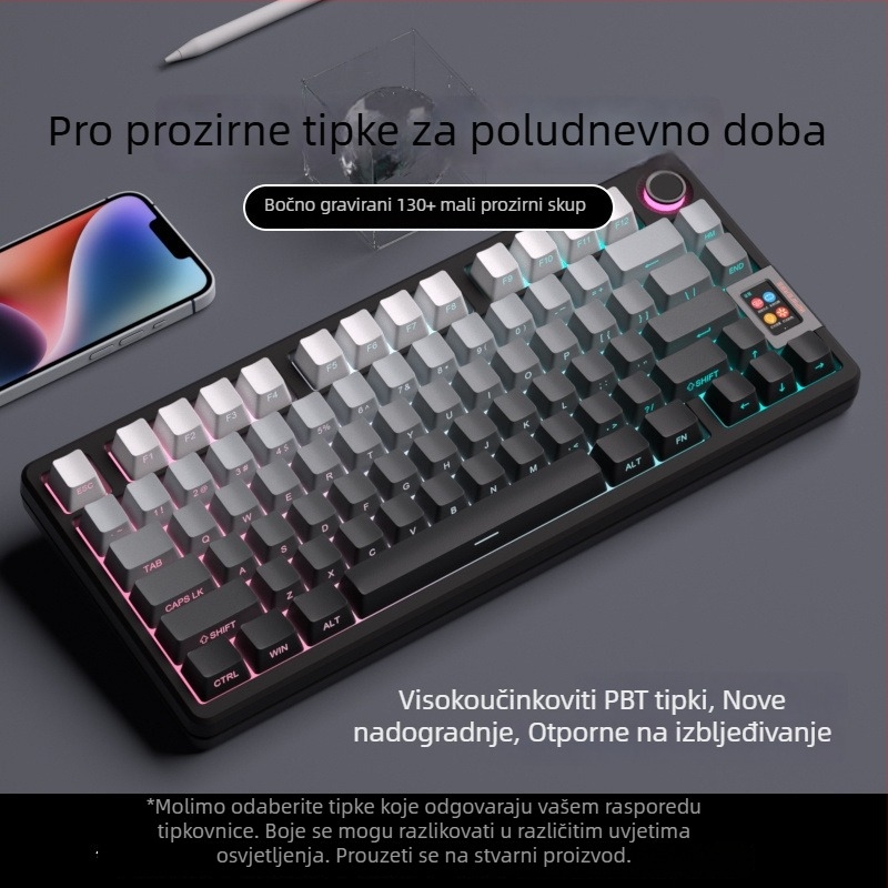 PBT prozirni bočno gravirani keycap za mehaničku tipkovnicu – visoko prilagođen