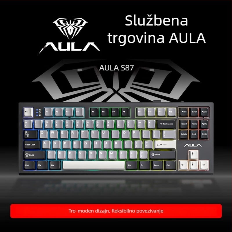 Mehanička tipkovnica s tri načina (Bluetooth/2.4G USB), hot-swappable prekidači, RGB pozadinsko osvjetljenje, PBT tipke