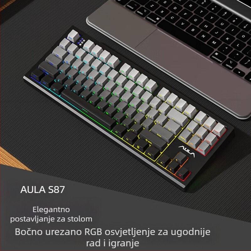 Mehanička tipkovnica s tri načina (Bluetooth/2.4G USB), hot-swappable prekidači, RGB pozadinsko osvjetljenje, PBT tipke