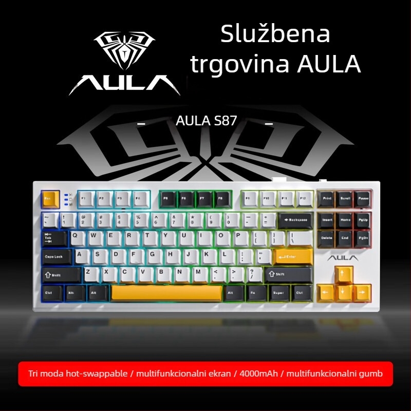 Mehanička tipkovnica s tri načina (Bluetooth/2.4G USB), hot-swappable prekidači, RGB pozadinsko osvjetljenje, PBT tipke