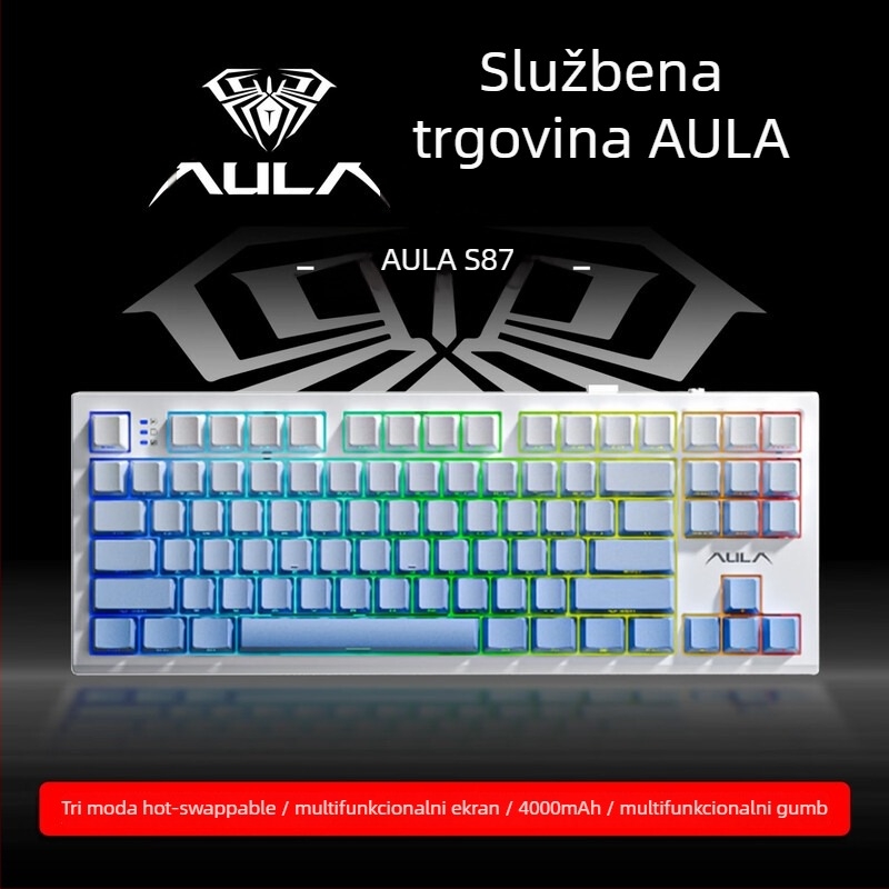Mehanička tipkovnica s tri načina (Bluetooth/2.4G USB), hot-swappable prekidači, RGB pozadinsko osvjetljenje, PBT tipke