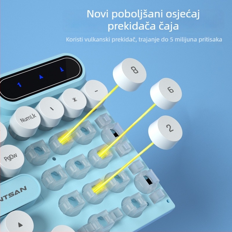 PT100 Set gejming tipkovnice i miša s okruglim tipkama, žično osvijetljen, mehanički doživljaj, 108 tipki, ABS, podrška za dlan, model PT100