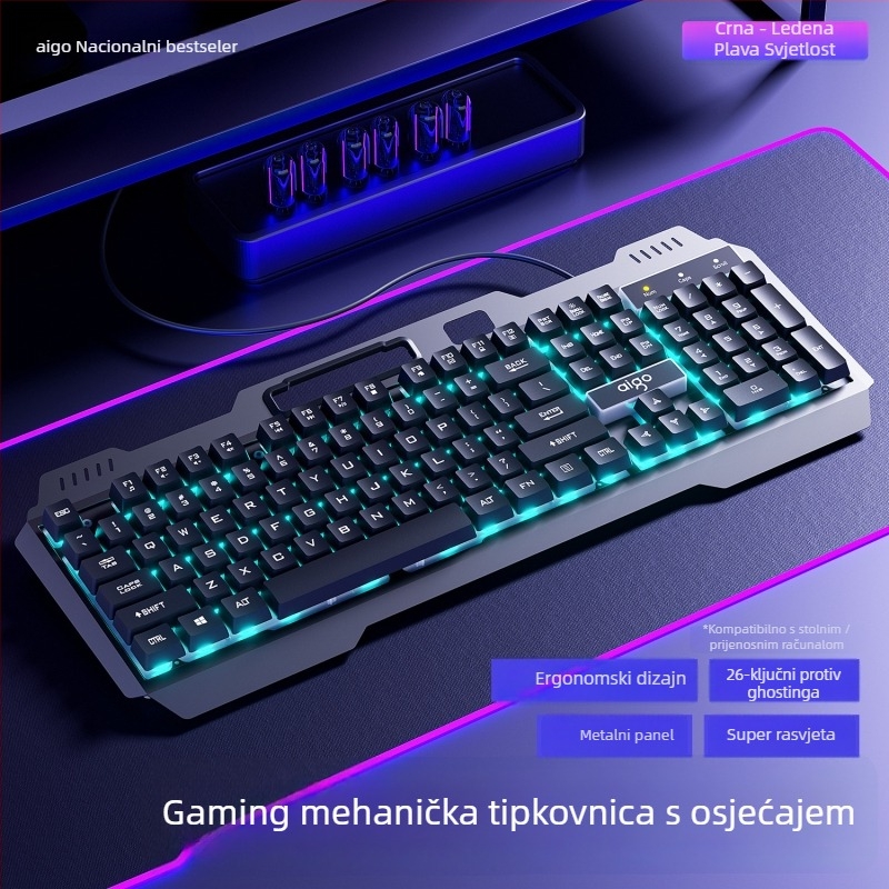 Patriot Af104 set tipkovnice i miša, žično, metalna konstrukcija, 108 tipki, osjećaj mehanike, miješano pozadinsko osvjetljenje