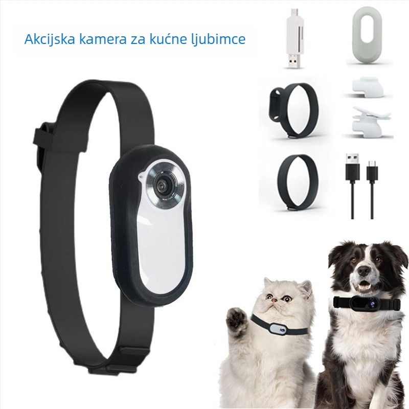 Kamera akcija za mačke i pse s perspektivnim videom, zvukom, vlog režimom, nosačom na vratu ili na prsima, pametni operativni sustav