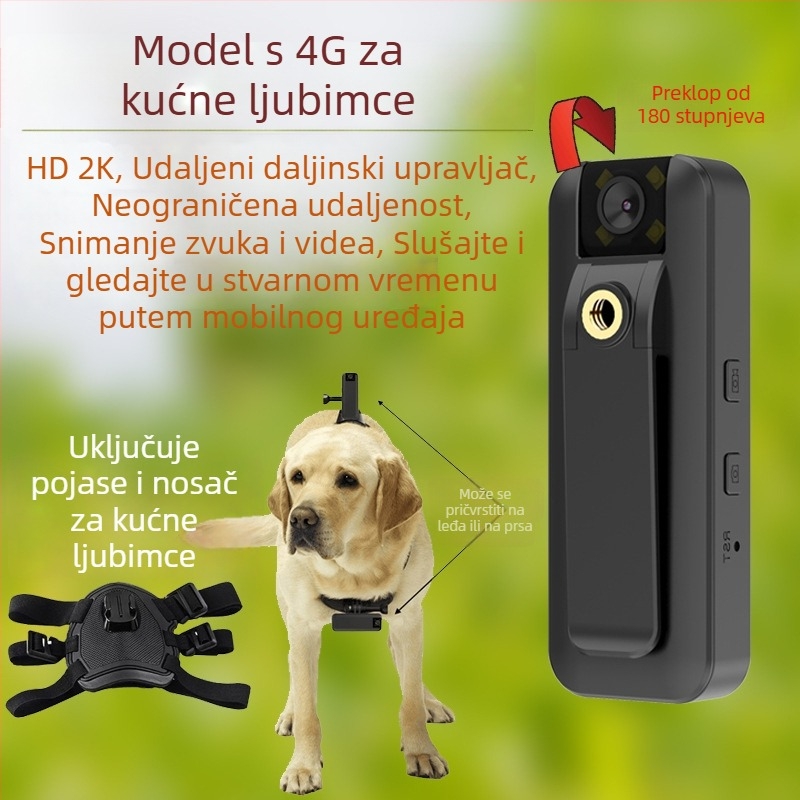 Kamera akcija za mačke i pse s perspektivnim videom, zvukom, vlog režimom, nosačom na vratu ili na prsima, pametni operativni sustav