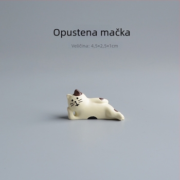 Figura mačke od smole za stolni ukras — japanski ZAKKA stil, životinjski motiv