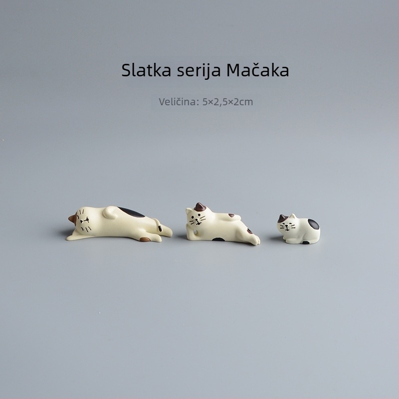Figura mačke od smole za stolni ukras — japanski ZAKKA stil, životinjski motiv