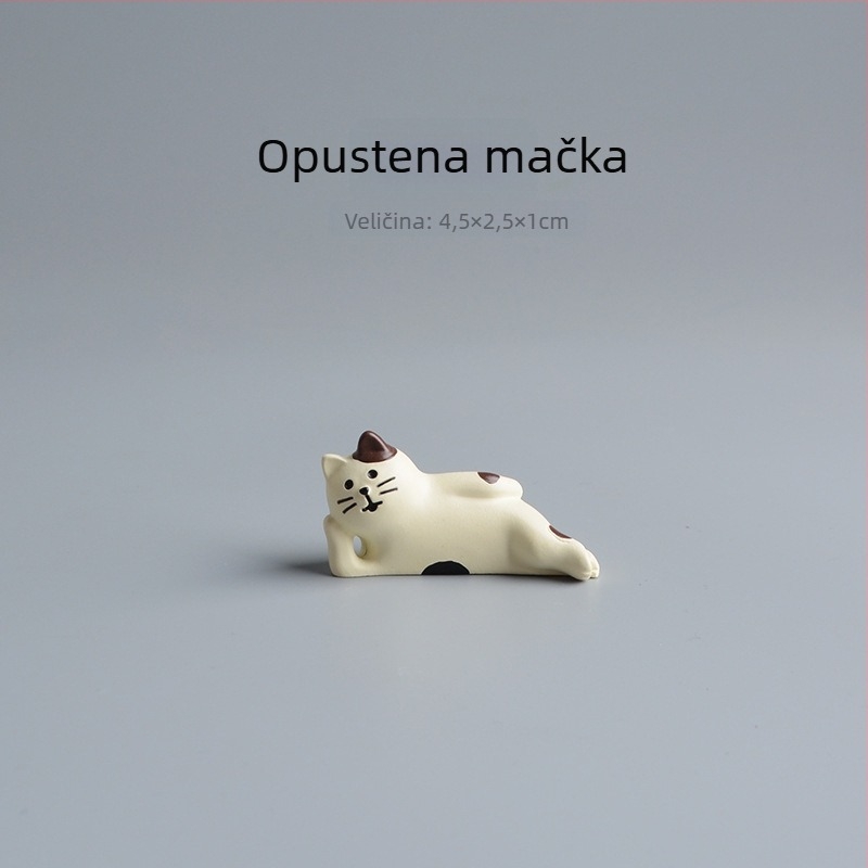 Figura mačke od smole za stolni ukras — japanski ZAKKA stil, životinjski motiv