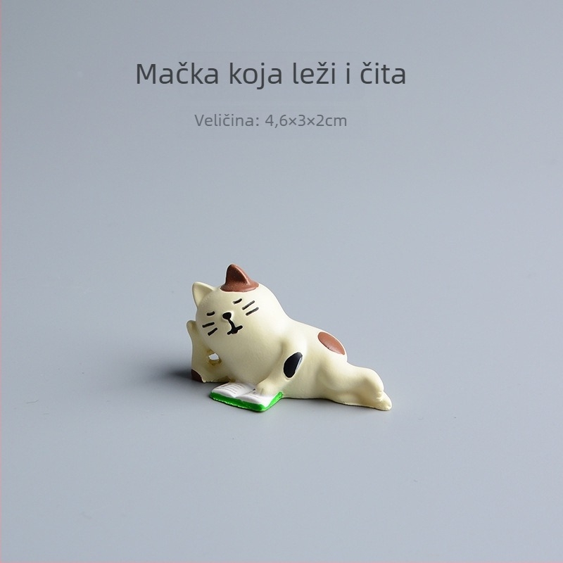 Figura mačke od smole za stolni ukras — japanski ZAKKA stil, životinjski motiv