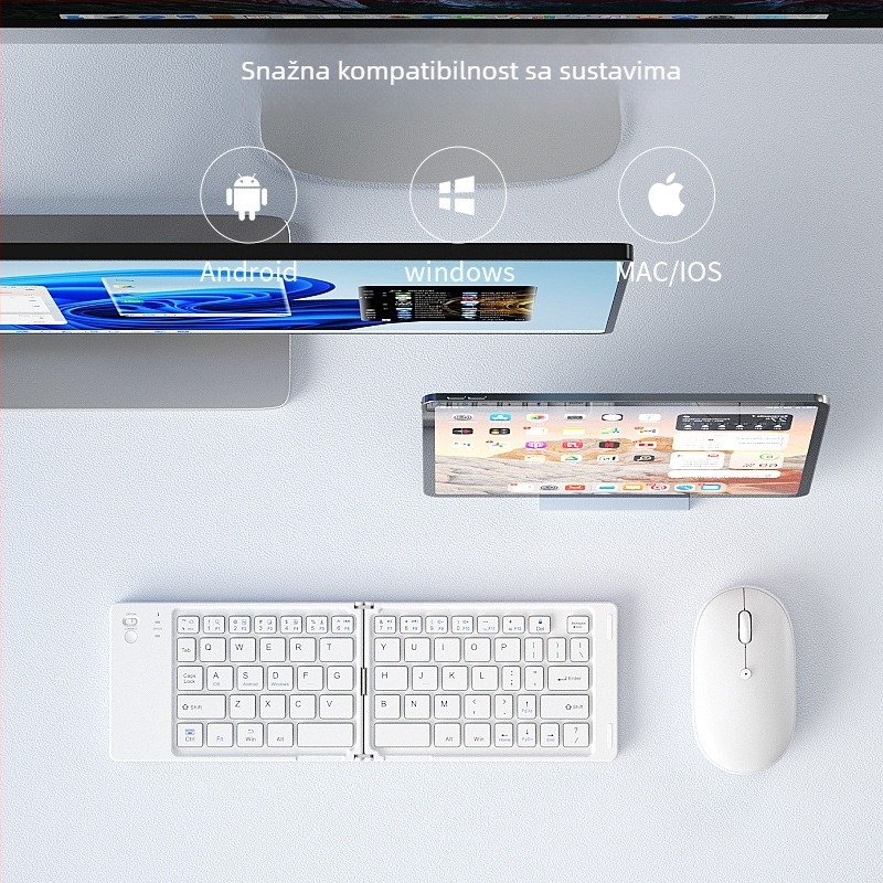 B.O.W Sklopivi Bluetooth komplet tipkovnica i miš, tih, do 87 tipki, ABS materijal, model 2025