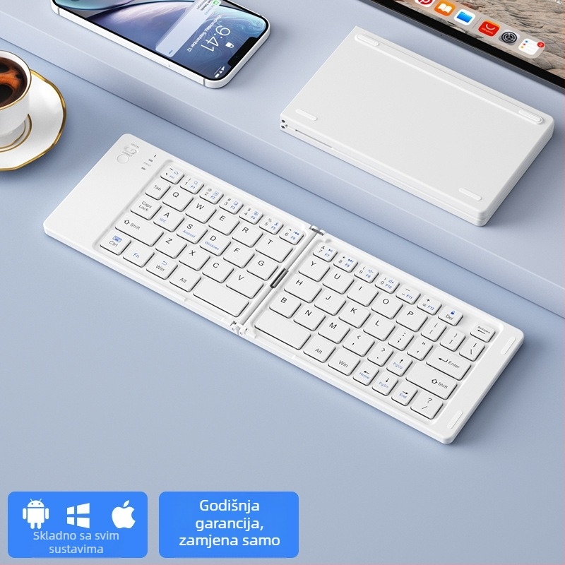 B.O.W Sklopivi Bluetooth komplet tipkovnica i miš, tih, do 87 tipki, ABS materijal, model 2025