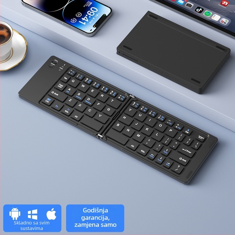 B.O.W Sklopivi Bluetooth komplet tipkovnica i miš, tih, do 87 tipki, ABS materijal, model 2025
