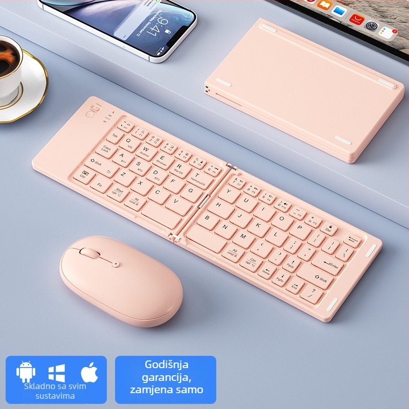 B.O.W Sklopivi Bluetooth komplet tipkovnica i miš, tih, do 87 tipki, ABS materijal, model 2025