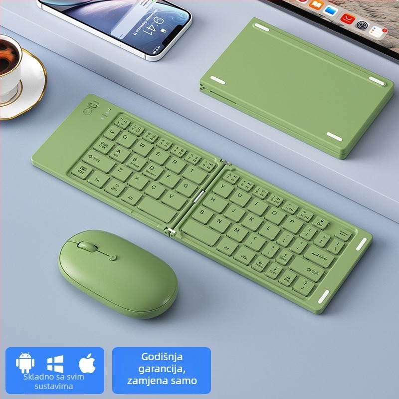 B.O.W Sklopivi Bluetooth komplet tipkovnica i miš, tih, do 87 tipki, ABS materijal, model 2025