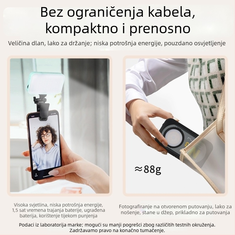 Mini svjetlo za dopunu za fotografiju, livestream i selfie, YOLANS N13, 10–50W, tri boje temperatura