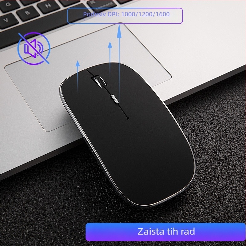 Bežična miša, 1600 DPI, 2.4GHz USB, 4 tipke, punjiva
