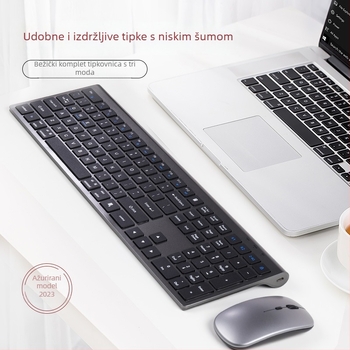 Bežični set tipkovnice i miša, model H-868A, Bluetooth + 2.4G dvostruki način, 1600dpi, ergonomski i vodootporan, za prijenosna računala i ured.