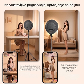 Kružna LED rasvjeta za dopunjavanje za livestream i unutarnju fotografiju, tri temperature boje, snaga 10-50 W, napon 220 V