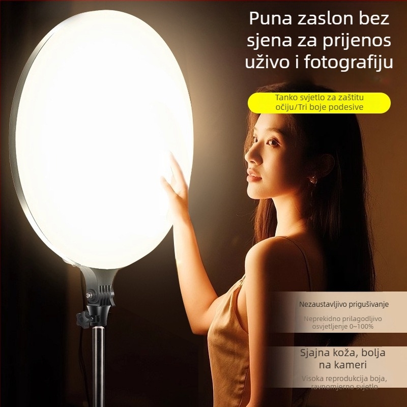 Kružna LED rasvjeta za dopunjavanje za livestream i unutarnju fotografiju, tri temperature boje, snaga 10-50 W, napon 220 V