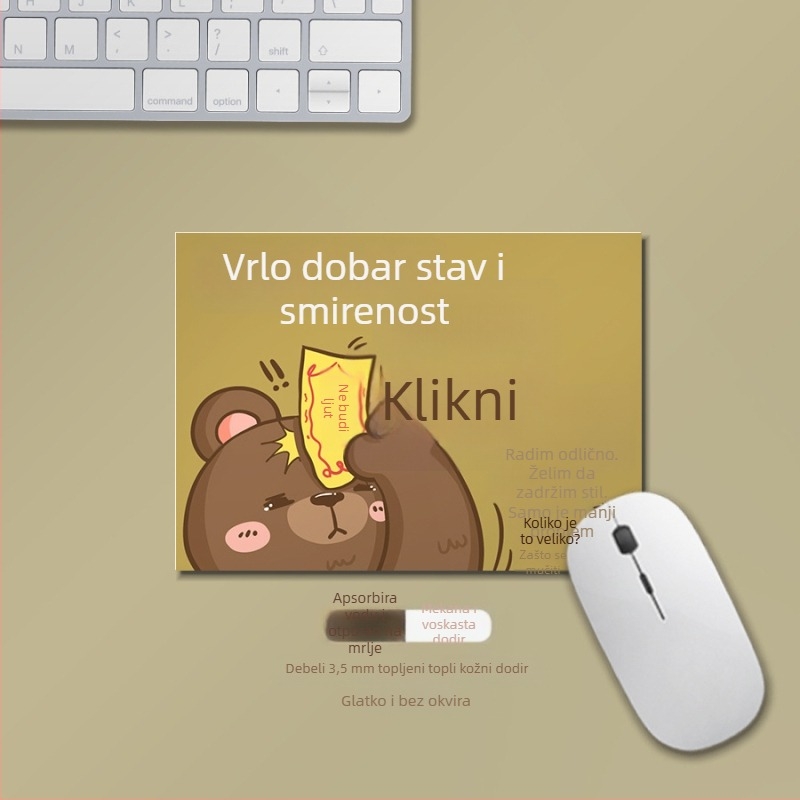 Mala podloga za miša, prirodni kaučuk, protuklizna, prilagodljiv tekst i logo, stil desk mat