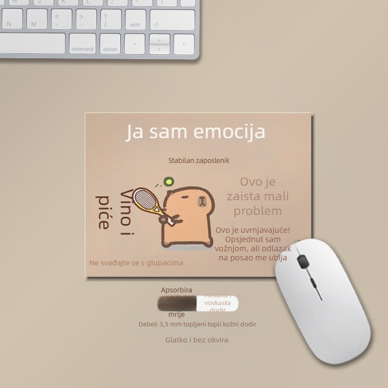 Mala podloga za miša, prirodni kaučuk, protuklizna, prilagodljiv tekst i logo, stil desk mat
