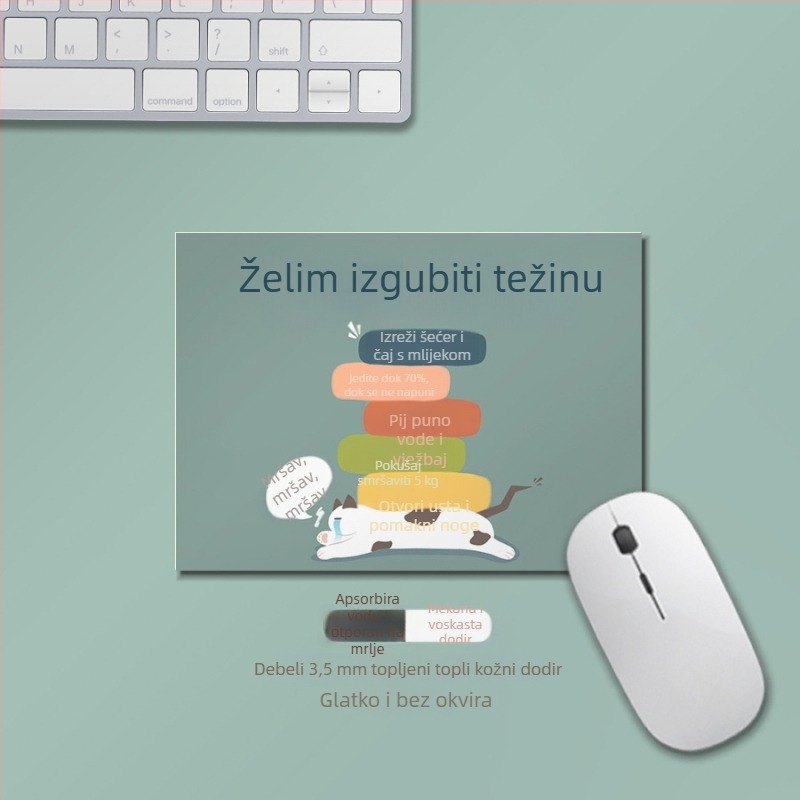 Mala podloga za miša, prirodni kaučuk, protuklizna, prilagodljiv tekst i logo, stil desk mat