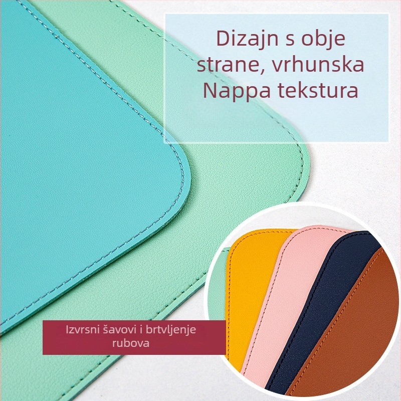 Dvobojna kožna podloga za miš, velikog formata, otporna na prljavštinu, dvostrana, stolna podloga, vodootporna i otporna na ulja i mrlje, veličine 30x60–60x120